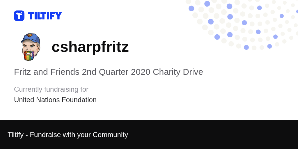 Tiltify Fritz and Friends 2nd Quarter 2020 Charity Drive