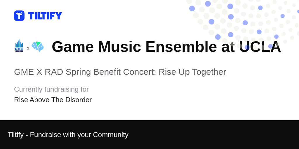 Tiltify GME X RAD Spring Benefit Concert Rise Up Together