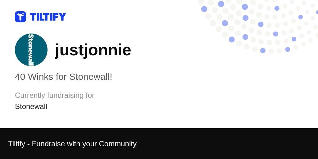 Tiltify - 40 Winks for Stonewall!