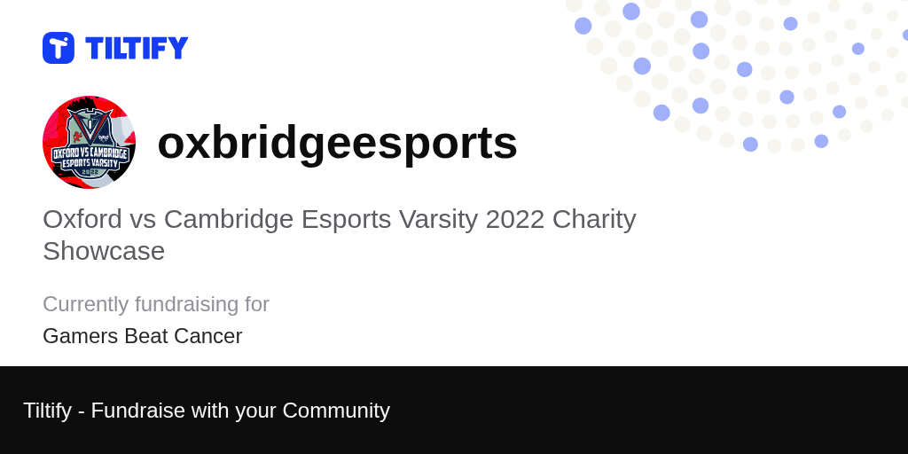 Tiltify Oxford Vs Cambridge Esports Varsity 2022 Charity Showcase