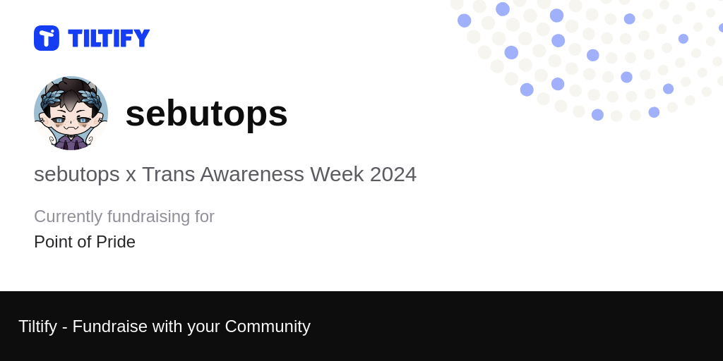 Tiltify sebutops x Trans Awareness Week 2024