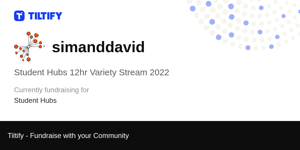 Tiltify Student Hubs 12hr Variety Stream 2022