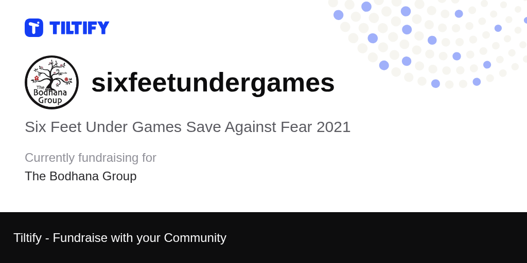 Tiltify Six Feet Under Games Save Against Fear 2021