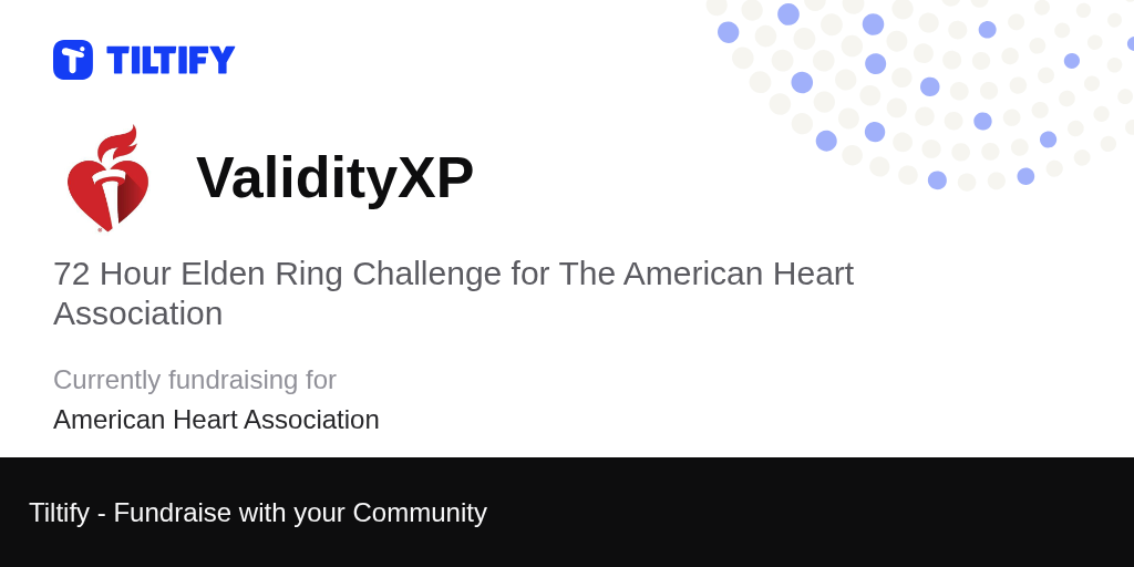 Tiltify - 72 Hour Elden Ring Challenge for The American Heart Association