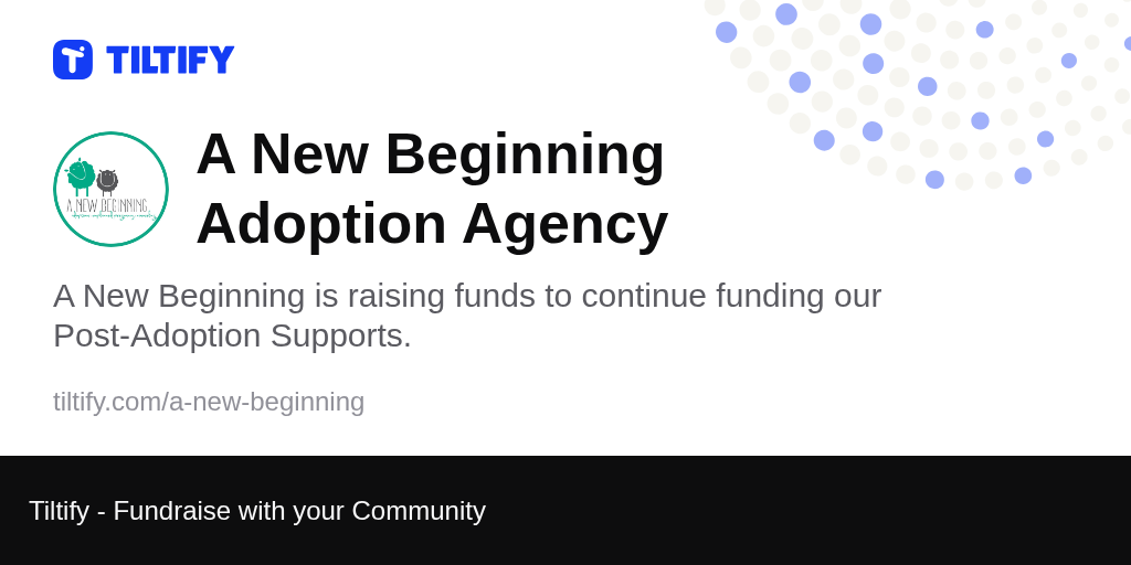 Tiltify A New Beginning Adoption Agency