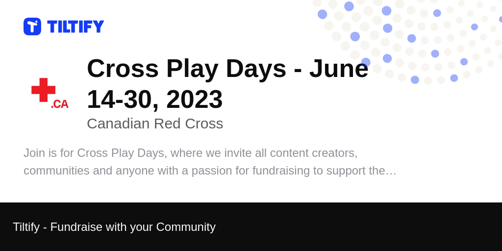 Tiltify - Mynno Supports Cross Play Days