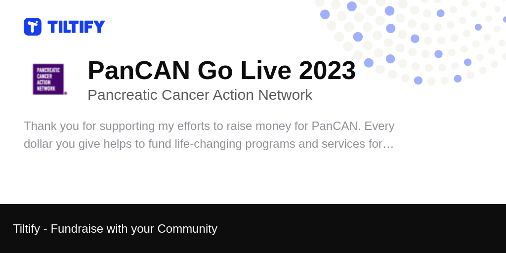 Tiltify Pancan Go Live 2023