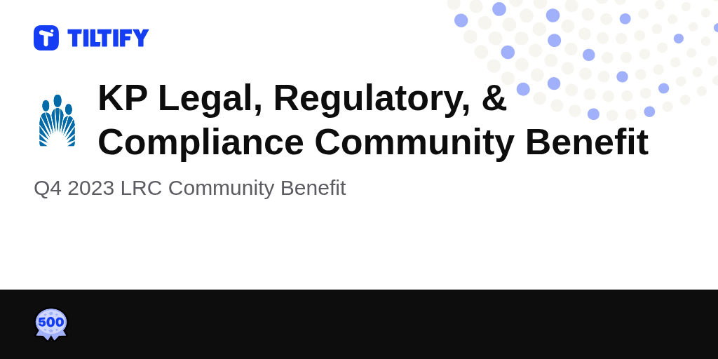 KP Legal, Regulatory, & Compliance Community Benefit on Tiltify